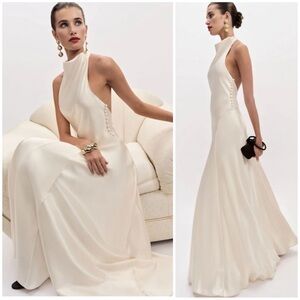 REFORMATION Roy Satin Ivory Maxi Dress Gown SZ US 4 NWT